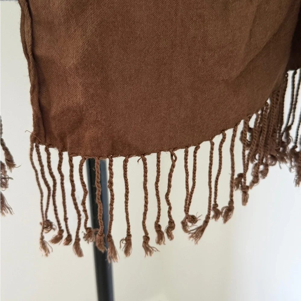 Brown Fringe Pashmina-Style Scarf